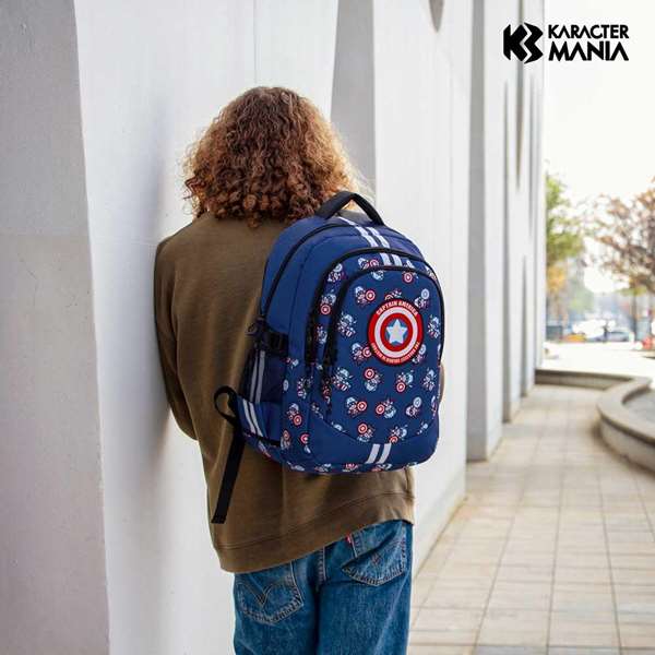 Karactermania Mochila Capitán América Run Plus FAN - Sac à dos 44x34x21 cm avec port USB, compartiments multiples et dos aéré