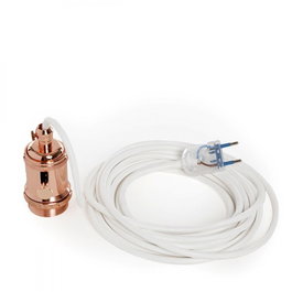 Pendel E27 avec câble blanc 5000mm, interrupteur rotatif et cage hexagonale