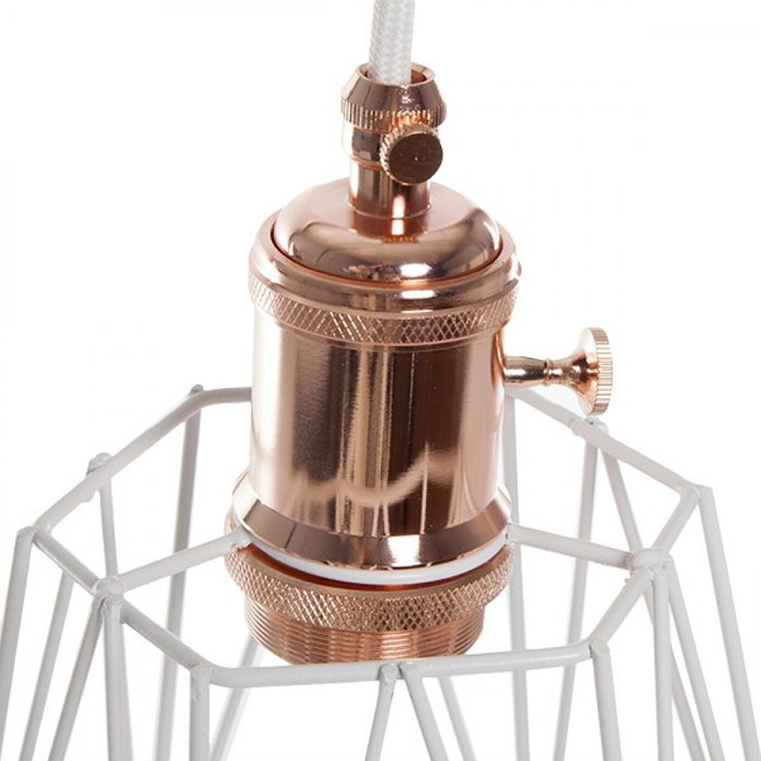 Pendel E27 avec câble blanc 5000mm, interrupteur rotatif et cage hexagonale Pendel E27 avec câble blanc 5000mm, interrupteur rotatif et cage hexagonale