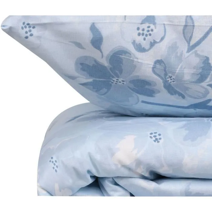 Parure de lit King - 1 housse de couette 220 x 240 cm + 2 taies d'oreiller 60 x 60 cm - 100% coton renforcé - Bleu - 140 fils
