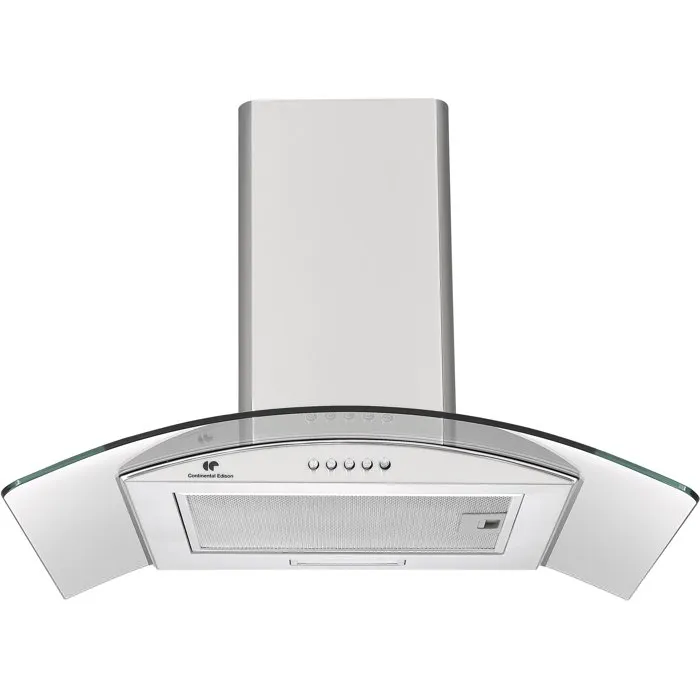 Continental Edison Hotte décorative CEH60GS2 - 60 cm - Aspiration recyclage/extraction - Inox/Verre - Classe A - 60x47x50/84 cm