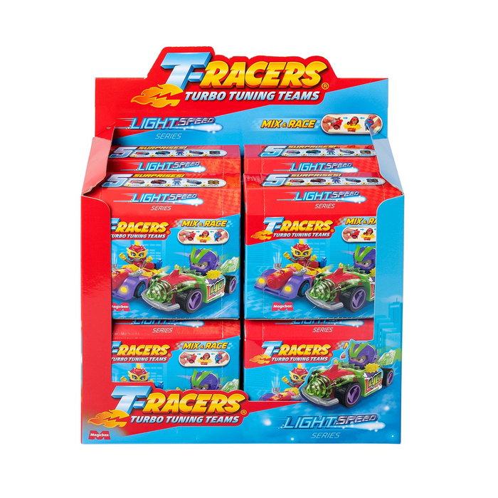 T-Racers Light Speed - Voiture de course Ptr6D408In00 avec boîte magique - 8 nouveaux pilotes à collectionner - Jeu de construction pour enfant +3 ans