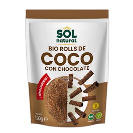 SOLNATURAL Rolls de coco et chocolat croustillants bio 100g