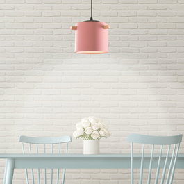 Maliyah Lampe à Suspension Bois/Acier Saumon