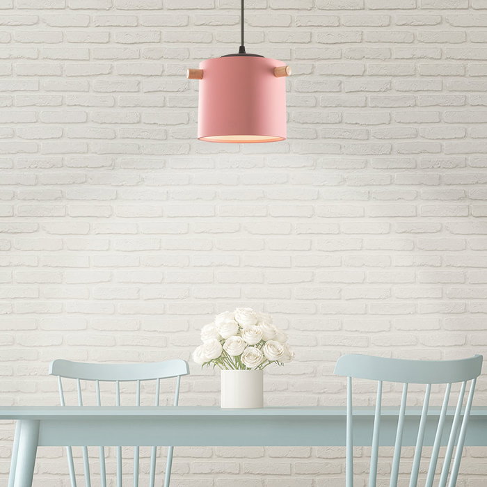 Maliyah Lampe à Suspension Bois/Acier Saumon