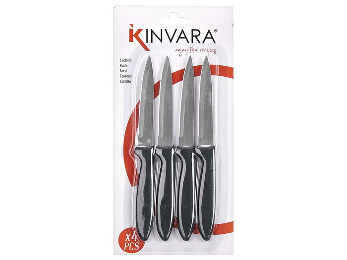 Kinvara Set de 4 couteaux noirs | Acier inoxydable et PP | 12,5 x 26,5 x 1 cm (Set de 12) Kinvara Set de 4 couteaux noirs | Acier inoxydable et PP | 12,5 x 26,5 x 1 cm (Set de 12)