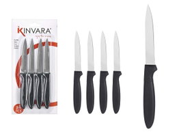 Kinvara Set de 4 couteaux noirs | Acier inoxydable et PP | 12,5 x 26,5 x 1 cm (Set de 12)