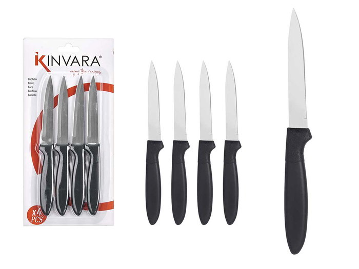 Kinvara Set de 4 couteaux noirs | Acier inoxydable et PP | 12,5 x 26,5 x 1 cm (Set de 12) Kinvara Set de 4 couteaux noirs | Acier inoxydable et PP | 12,5 x 26,5 x 1 cm (Set de 12)