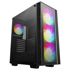 DeepCool Boîtier PC Gaming Matrexx 55 V4 C, Moyen Tour avec Facade en Verre Trempé et 4 Ventilateurs ARGB, Compatible ATX/Micro-ATX/Mini-ITX