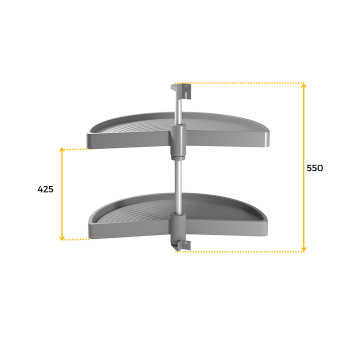 Emuca jeu de plateaux rotatifs Shelvo 1/2 lune, pour module de 800mm, plastique et aluminium, Gris Emuca jeu de plateaux rotatifs Shelvo 1/2 lune, pour module de 800mm, plastique et aluminium, Gris