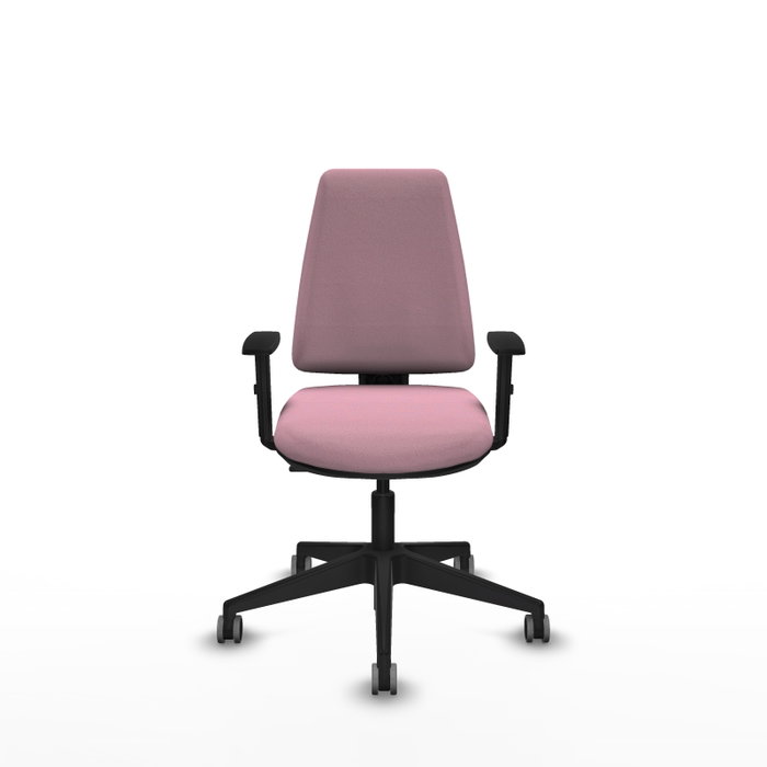 Chaise Elche Contact permament de base Tissu Rose Base pyramidale noire Accoudoir 1D Sans appui-tête Roulettes 65mm pour moquette