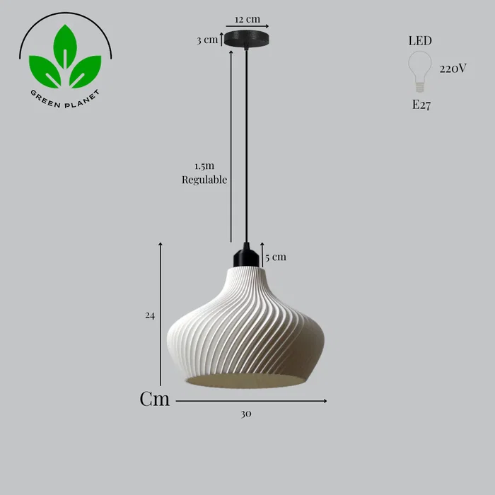 Lampe Suspendue Daila Blanc/Fleur Noir/Câble Noir
