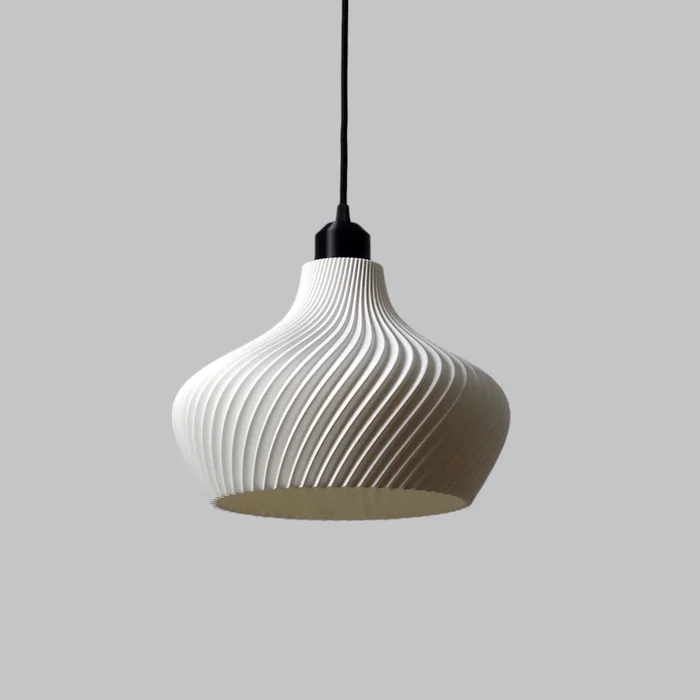 Lampe Suspendue Daila Blanc/Fleur Noir/Câble Noir