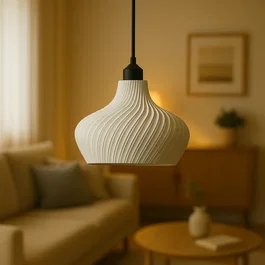 Lampe Suspendue Daila Blanc/Fleur Noir/Câble Noir
