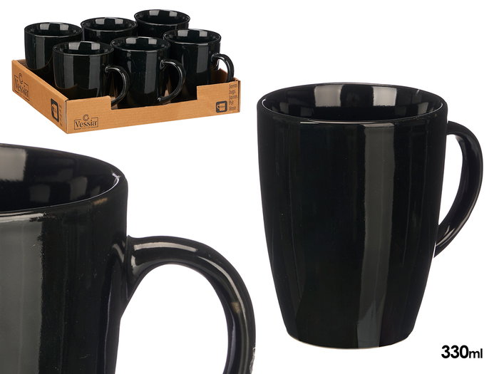 Vessia Mug Noir 330 ml – Céramique Brillante 11,5 x 10,5 x 8,5 cm (Set de 24) Vessia Mug Noir 330 ml – Céramique Brillante 11,5 x 10,5 x 8,5 cm (Set de 24)