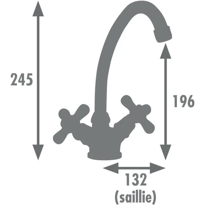 Edouard Rousseau Retrosol - Robinet mélangeur de lavabo rétro design - Bec haut orientable - Finition vieux bronze - Corps laiton - Embases Ø 52 mm