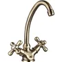 Edouard Rousseau Retrosol - Robinet mélangeur de lavabo rétro design - Bec haut orientable - Finition vieux bronze - Corps laiton - Embases Ø 52 mm