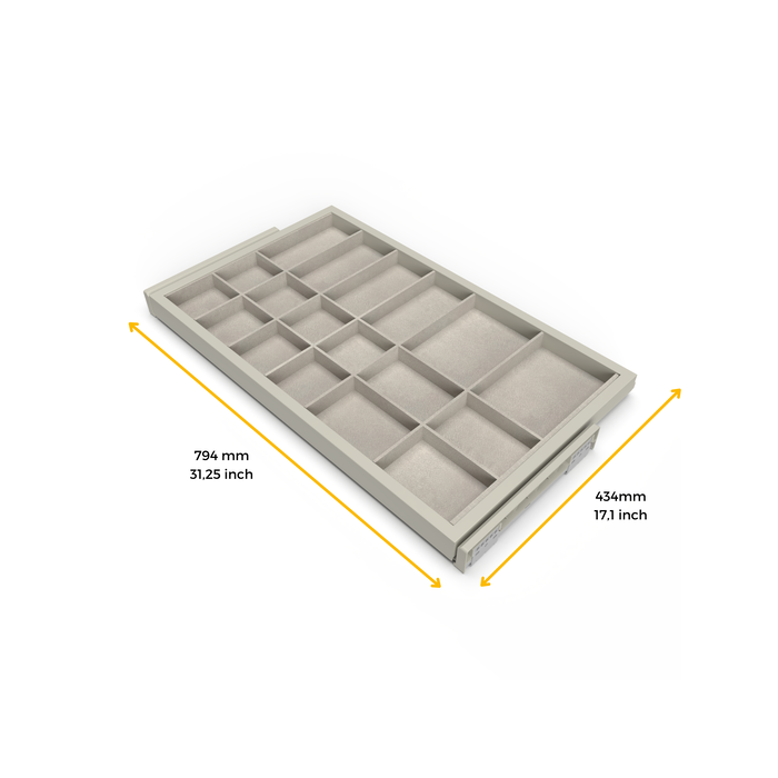 Emuca Kit de tiroir organisateur avec cadre coulissant Soft Close, Module 800mm, Gris pierre
