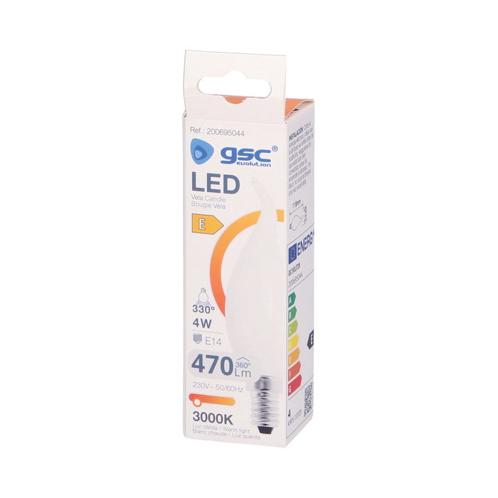GSC Evolution Ampoule LED Vela Soplo de Viento Série Cristal 4W E14 3000K Blanc