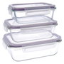 Quid Set 3 Récipients Hermétiques en Verre Frost 37 cL - 64 cL - 104 cL