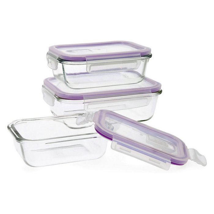 Quid Set 3 Récipients Hermétiques en Verre Frost 37 cL - 64 cL - 104 cL