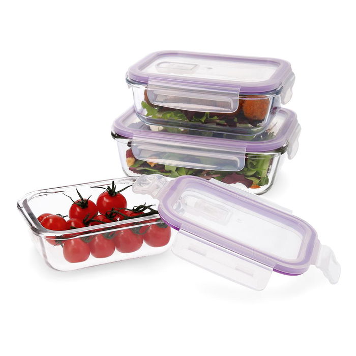 Quid Set 3 Récipients Hermétiques en Verre Frost 37 cL - 64 cL - 104 cL