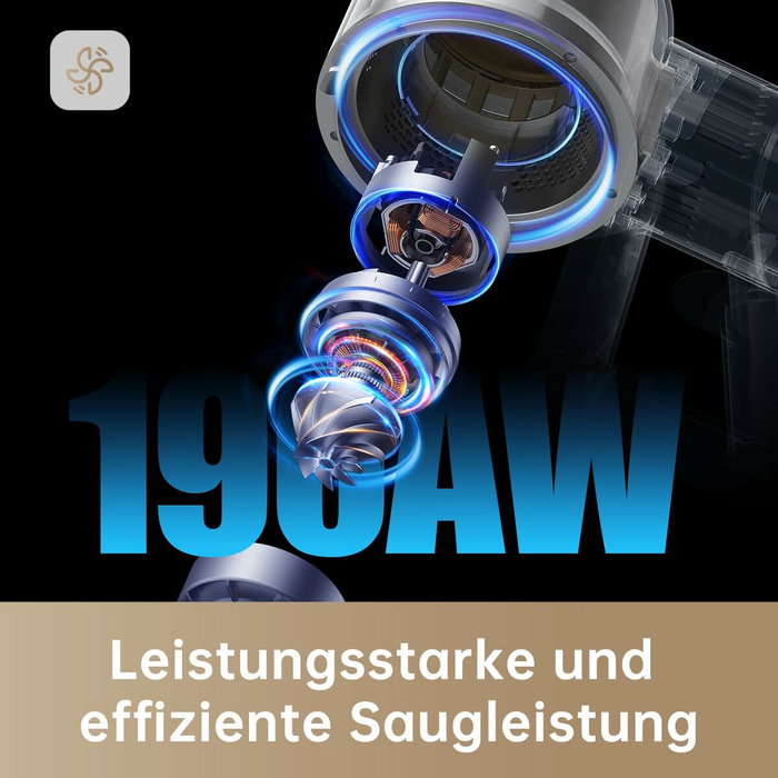 Dreame R20 Aspirateur Balai sans Fil - 190 AW - Autonomie 90 min - Détection de saleté - Affichage LED - Lumière bleue