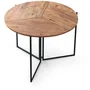 Table à manger pliante Yaprak en pin Atlantique ronde pour 4 personnes, 100x100x72 cm, plateau mélamine noir, pieds métalliques
