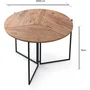 Table à manger pliante Yaprak en pin Atlantique ronde pour 4 personnes, 100x100x72 cm, plateau mélamine noir, pieds métalliques