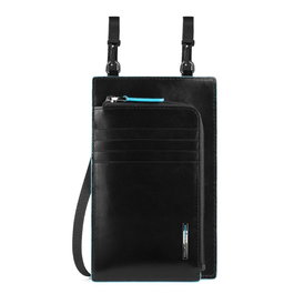 Piquadro Blue Square Sac bandoulière en cuir pour homme Noir