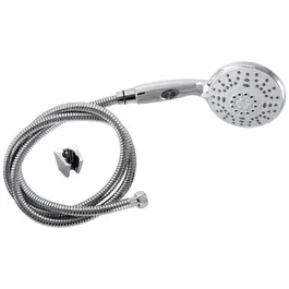 Edouard Rousseau Leptis Chrome - Pommeau de douche flexible à 5 jets (pluie, massage, tonique) avec picots anti-calcaire et bouton stop'eau