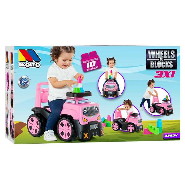 Molto Correpasillos Jeep rose 60x43x30 cm - Trotteur porteur pour enfant dès 1 an - Matériau plastique