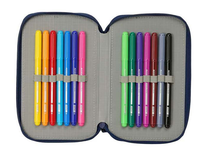 Safta Plumier Triple 37 Pièces pour Crayons - Dimensions : 12,5 x 19,5 x 5,5 cm