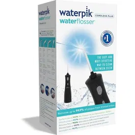 Waterpik WP-469 Jet Dentaire Hydropulseur Sans Fil Rechargeable - 4 Embouts - Noir - Réservoir 45s - 2 Niveaux de Pression - Rotation 360°