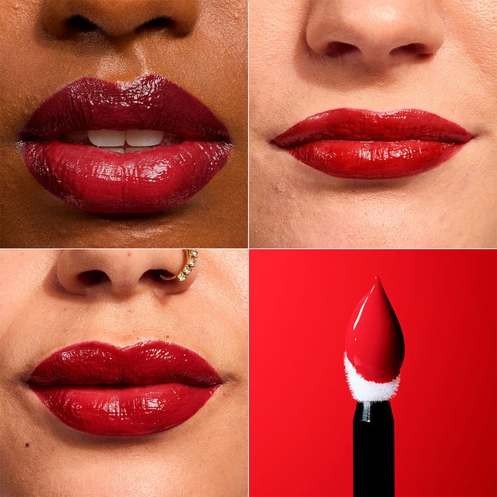 Rimmel London Thrill Seeker Lip Latex brillant à lèvres intense longue tenue #400-Rimmel Red, 6 ml avec applicateur en diamant, enrichi en acide hyaluronique