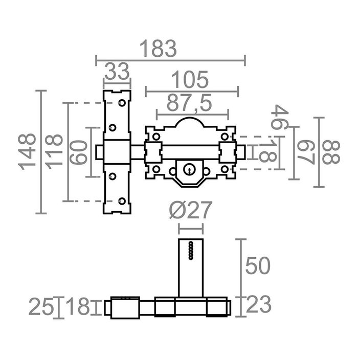 Serrure de sécurité Micel crr07 105l/50 Acier Gris 50 mm Recouvrir
