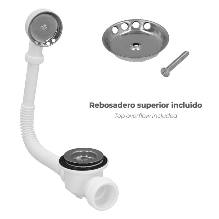 ABRISA Siphon de baignoire avec trop-plein et sortie orientable 1 1/2