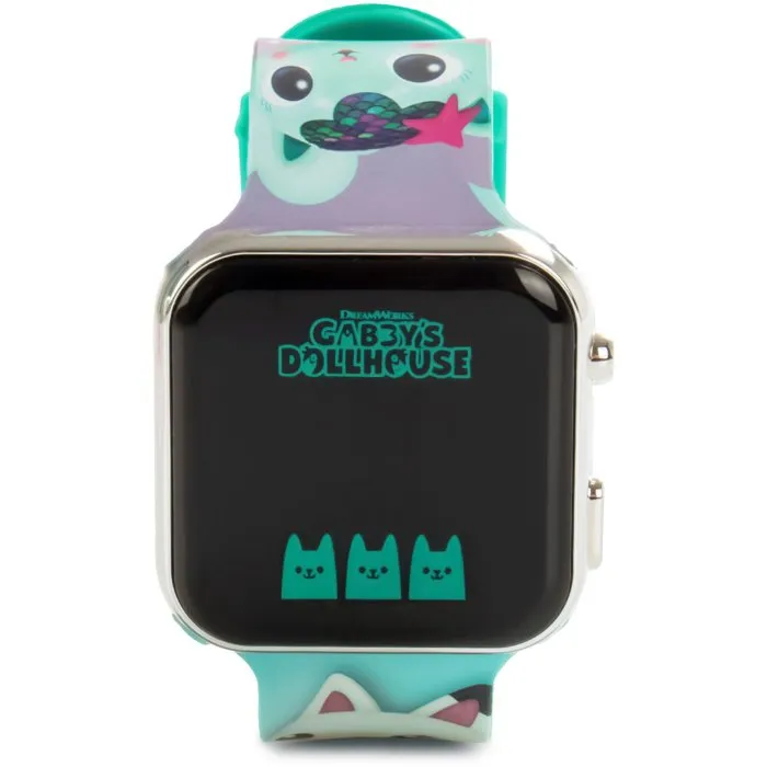Kids Licensing Montre LED Gabby's Dollhouse - GD00077 - Montre pour enfant à changement de fond d'écran avec affichage heure et date