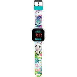 Kids Licensing Montre LED Gabby's Dollhouse - GD00077 - Montre pour enfant à changement de fond d'écran avec affichage heure et date