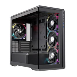 Einarex ZM800 Boîtier PC Gaming Midi Tower Micro-ATX, RGB, 4 Ventilateurs, Vitre Trempé, USB-C, Noir