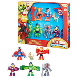 Hasbro Marvel Avengers Iron Man and His Awesome Friends - Pack de 6 Figurines Articulées (5 Héros et 1 Vilain) - Figurines de 7,6 cm - Jouet Enfant +3 ans