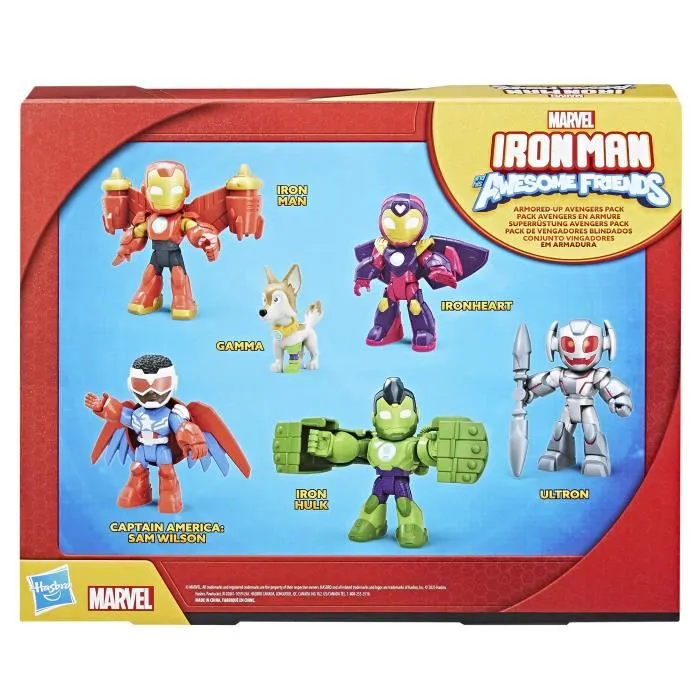 Hasbro - Pack de 6 figurines Iron Man Avengers en armure - Marvel Iron Man and his Awesome Friends - Jouet à partir de 3 ans