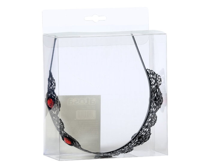 Diadema Noir Gothique avec Structure Métallique - Accessoire Élégant pour Halloween, Déguisement de Sorcière et Fêtes