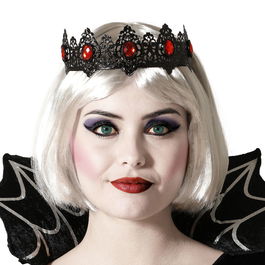 Diadema Noir Gothique avec Structure Métallique - Accessoire Élégant pour Halloween, Déguisement de Sorcière et Fêtes