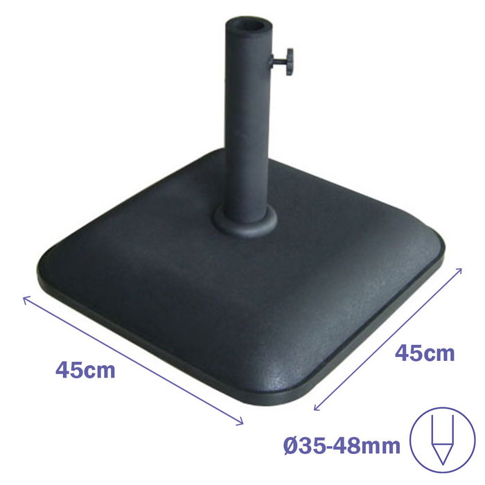 Marbueno Base pour Parapluie Carrée en Béton 45x45x7,3 cm 25 kg Noir Jardin Piscine Terrasse 10458 Marbueno Base pour Parapluie Carrée en Béton 45x45x7,3 cm 25 kg Noir Jardin Piscine Terrasse 10458