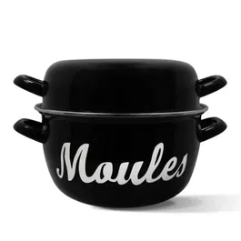 Marmite à moule Menastyl 3645563 - En acier émaillé noir 18 cm, pour tous feux dont induction, avec couvercle réversible