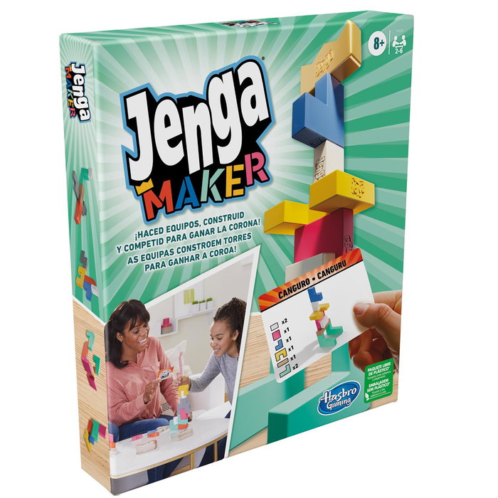 Hasbro Gaming Jenga Maker F4528 - Jeu de construction et d'équilibre - Version multilingue (Anglais, Français, Allemand, Espagnol) - À partir de 8 ans