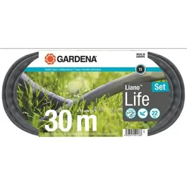 GARDENA Kit Tuyau Liano Life 30m - Tuyau d'arrosage souple, 30 m, Ø int. 13 mm, résistant à la pression 22 bar, gel et UV