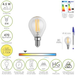 MAURER Ampoule LED Filament Globo Mini E14 4,5W