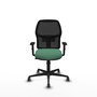 Chaise Alfera Synchro 4 positions tissu Vert émeraude Maille Noir Base en nylon noir Accoudoir 1D Sans appui-tête Roulettes 65mm pour moquette